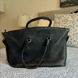 Tory Burch Black Satchel with Dual Handles and Cross Body
